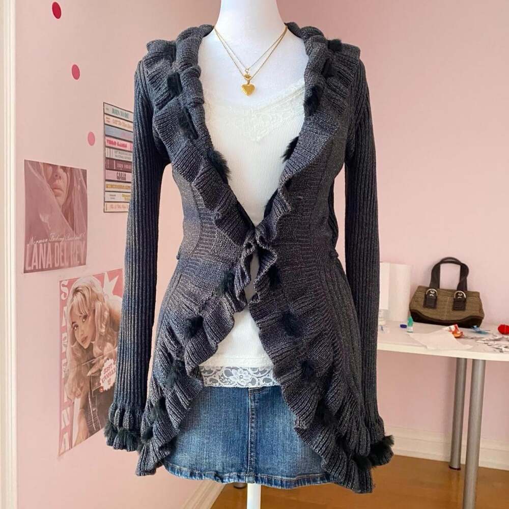 Vero Moda Women's Grey and Black Cardigan